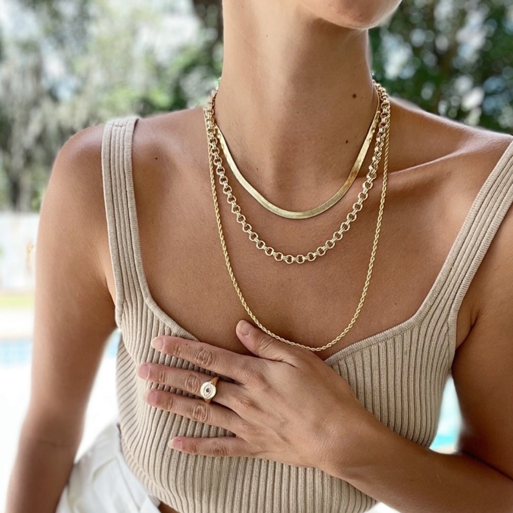 Pretty Bird 14k Gold Plate Snake Chain Necklace - Picture 2 of 3
